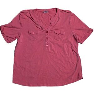 Vintage‎ Southern Lady Short Sleeve Tee Top Women's Size L Pink Pockets